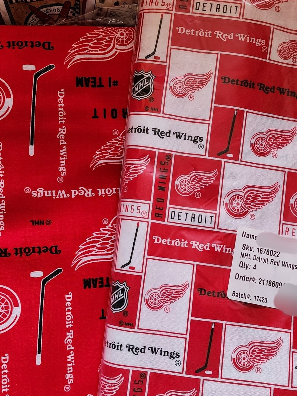 8 Yards Detroit Red Wings Cotton Fabric